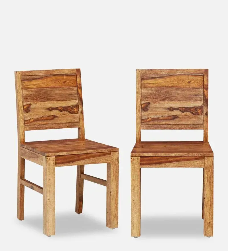 Acropolis Sheesham Wood Dining Chair In Rustic Teak Finish (Set Of 2).webp