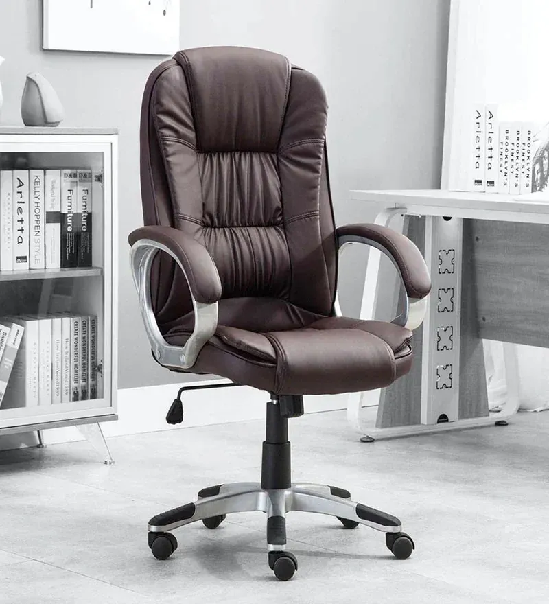 Adiko System Smart Leatherette High Back Executive Chair in Brown Colour.webp