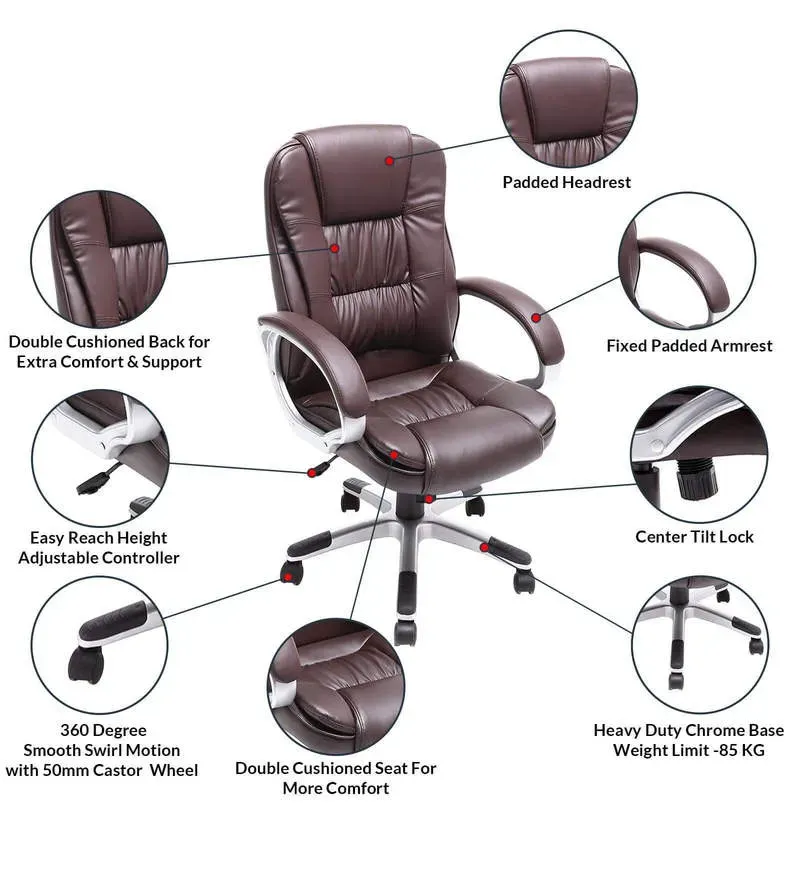 Adiko System Smart Leatherette High Back Executive Chair in Brown Colour.jpg3.webp