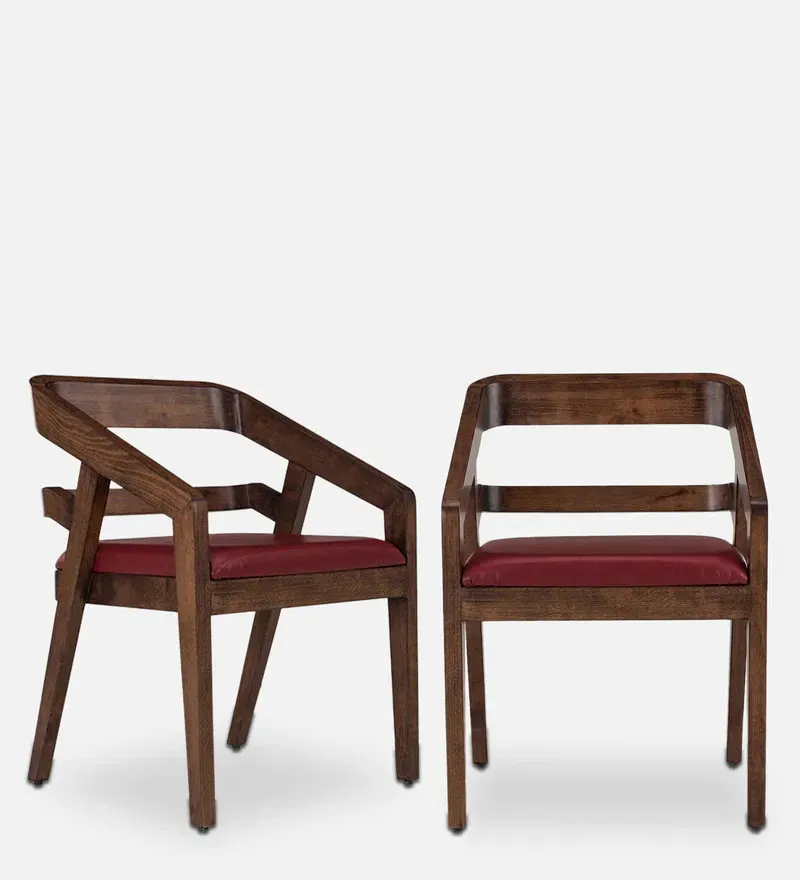 Amelia Solid Wood Dining Chair In Burgundy Finish (Set Of 2).webp