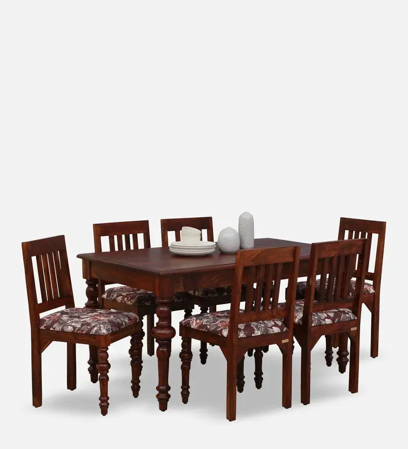 Anika Sheesham Wood 6 Seater Dining Set In Honey Oak Finish.webp
