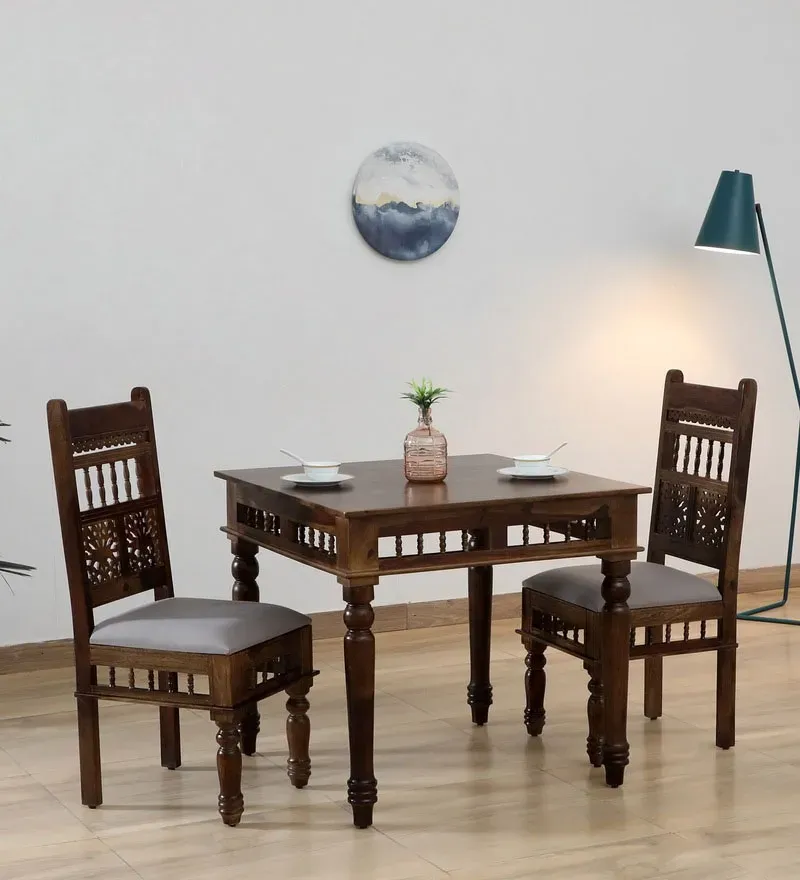 Aramika Sheesham Wood 2 Seater Dining Set In Provincial Teak Finish.webp