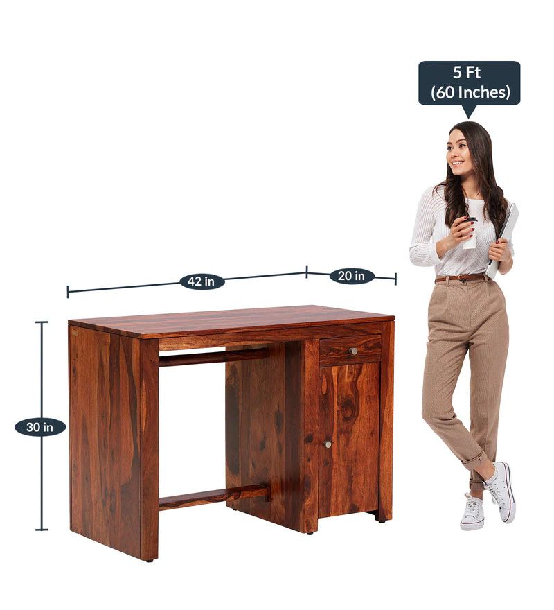 Arno Solid Wood Writing Table In Honey Oak Finish2.jpg