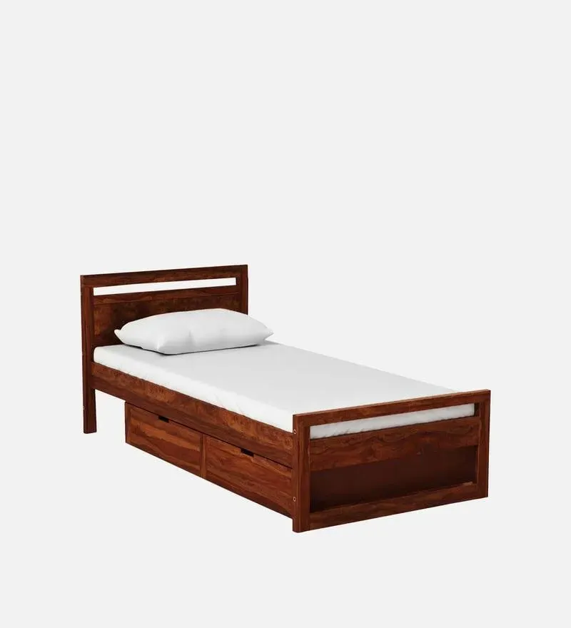 Avian Sheesham Wood Single Bed In Provincial Teak Finish With Drawer Storage.jpg3.webp
