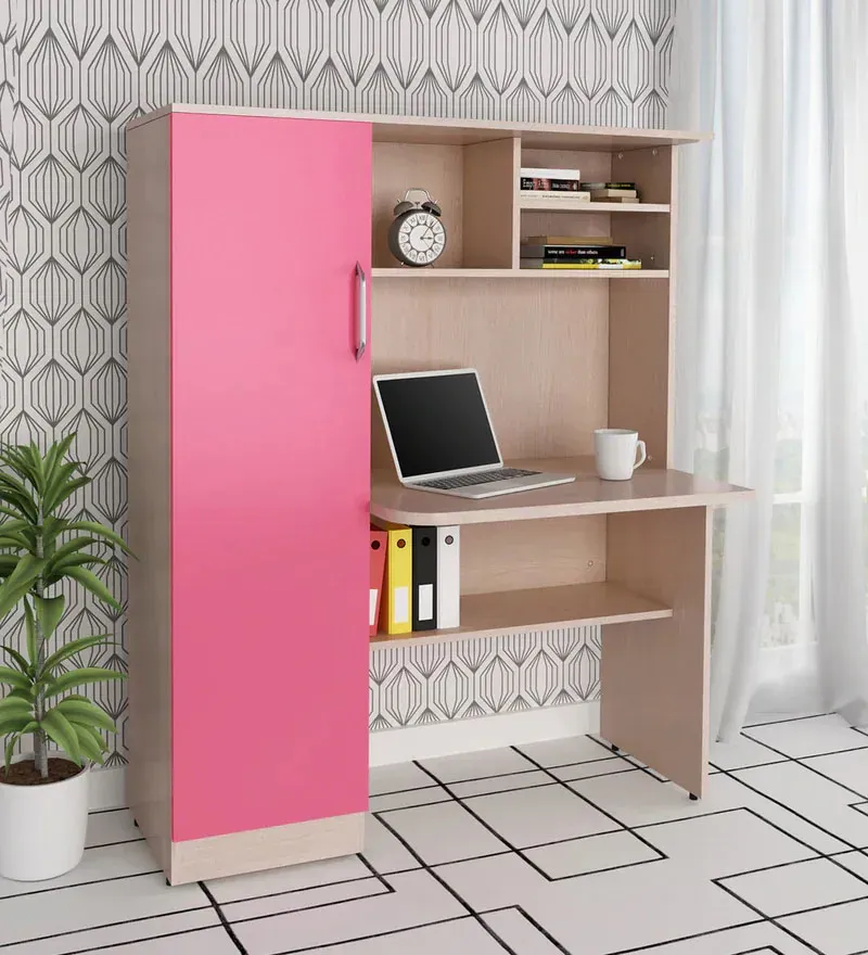 Boston Kids Study Table in Sandy Sawline & Pink Finish.webp