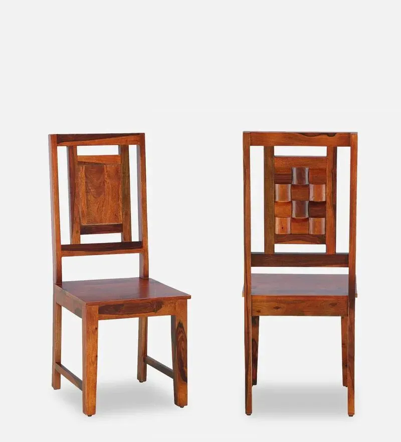 Cologne Sheesham Wood Dining Chair In Honey Oak Finish.webp