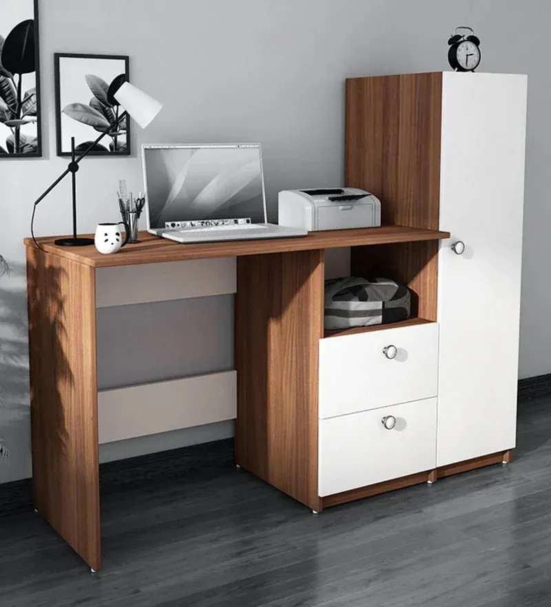 Derrick Hutch Desk in Walnut & Frosty White Finish.webp