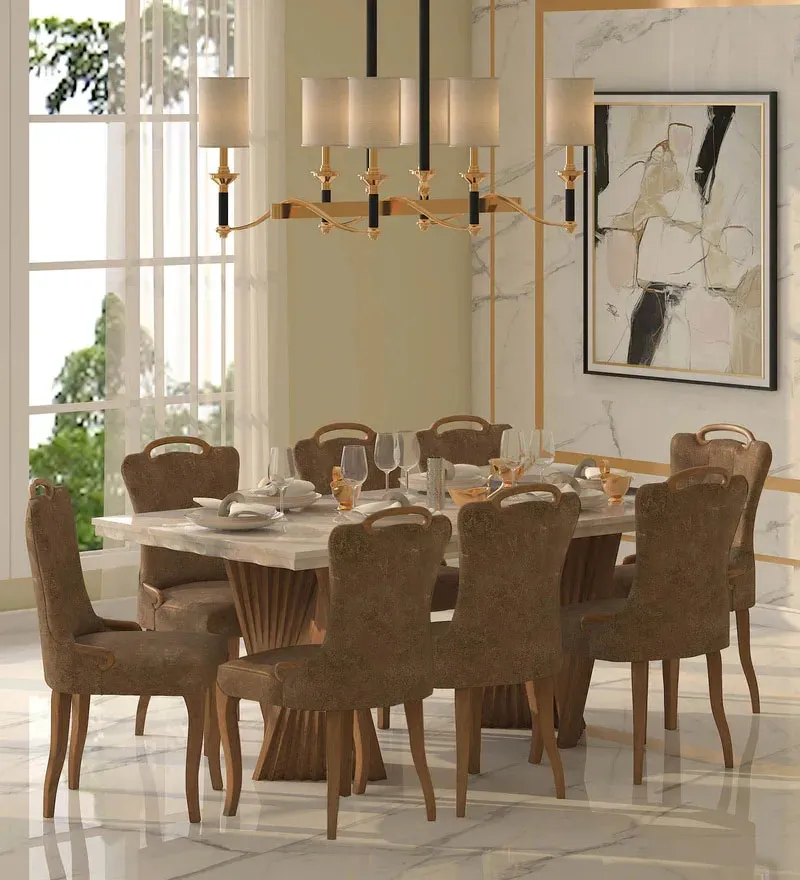 Elanor 8 Seater Marble Top Dining Set in Brown Colour.jpg1.webp