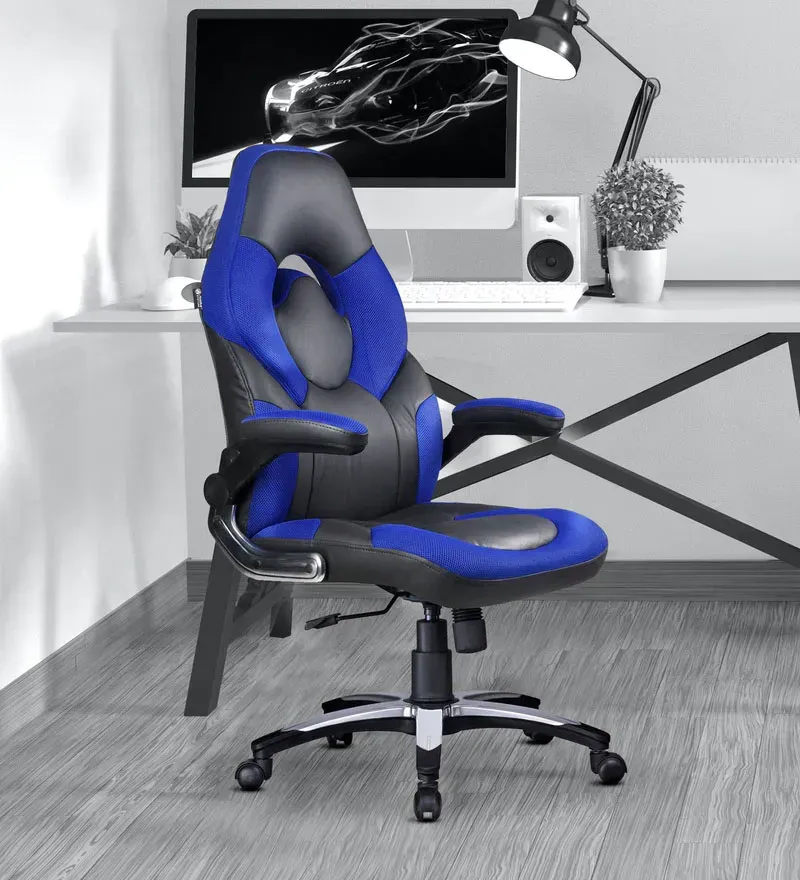 Elegant Leatherette Gaming Chair in Blue Colour.webp