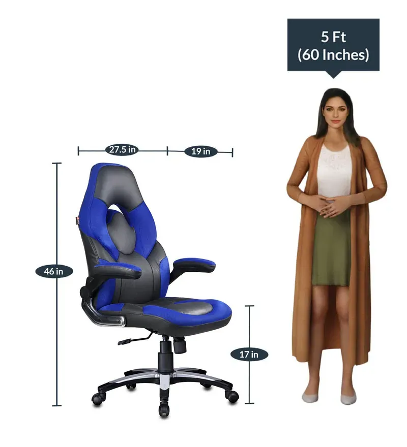 Elegant Leatherette Gaming Chair in Blue Colour.jpg2.webp