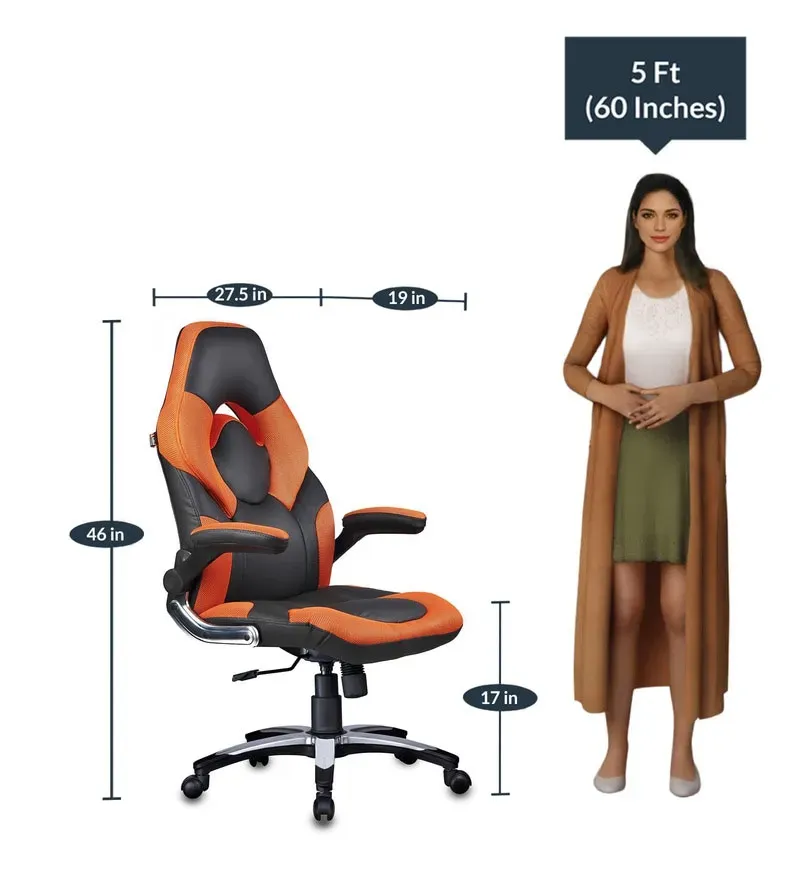 Elegant Leatherette Gaming Chair in Orange Colour.jpg2.webp
