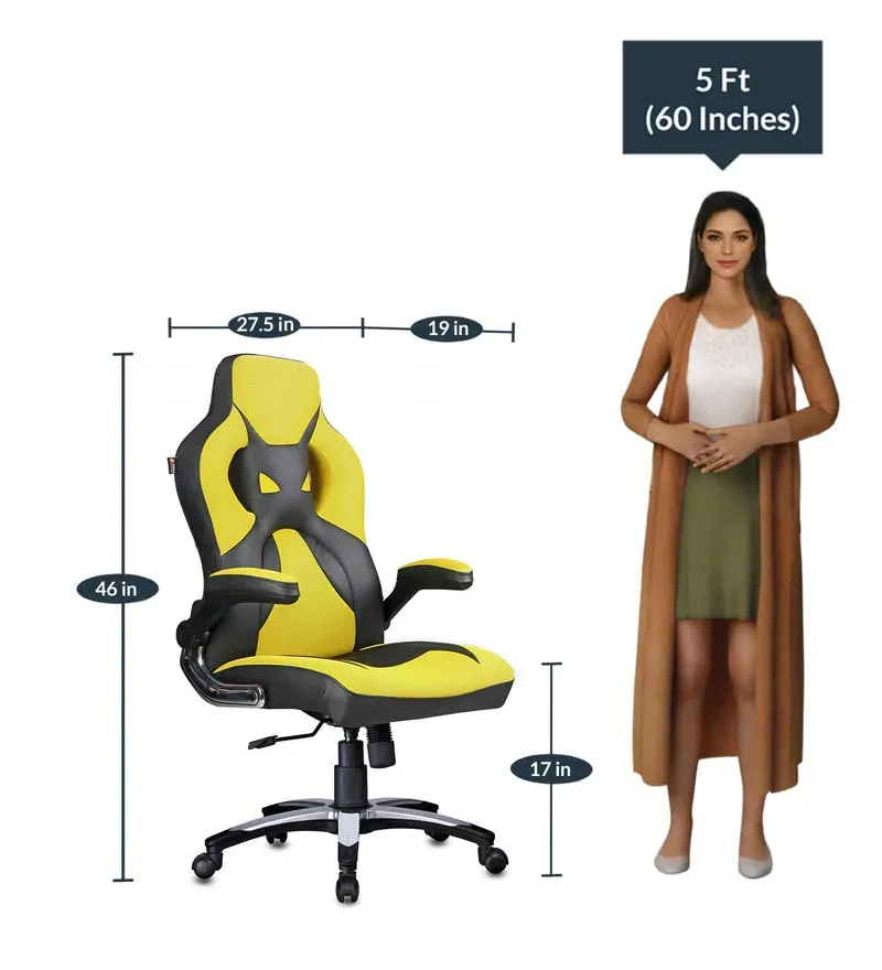 Elegant Leatherette Gaming Chair in Yellow Colour.jpg2.webp