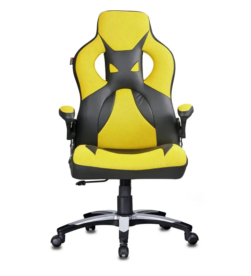 Elegant Leatherette Gaming Chair in Yellow Colour.jpg4.webp