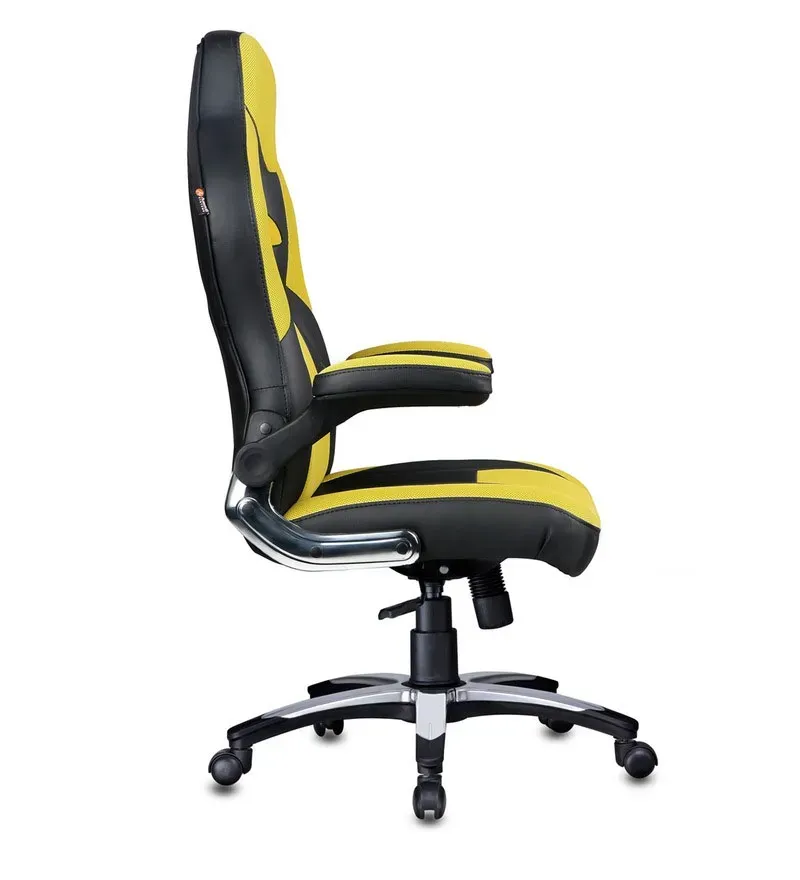 Elegant Leatherette Gaming Chair in Yellow Colour.jpg6.webp