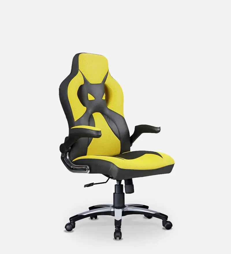 Elegant Leatherette Gaming Chair in Yellow Colour.jpg8.webp