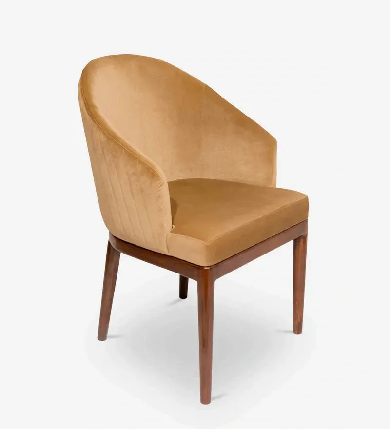 Estella Teak Wood Chair Fabric Dining Chair In Brown Colour.jpg1.webp