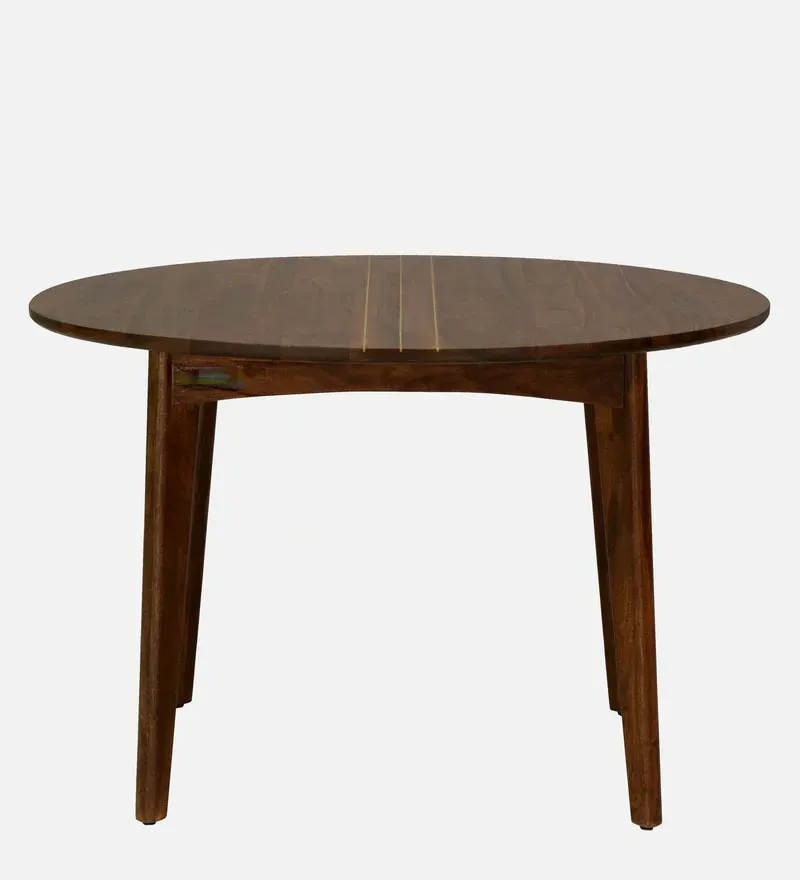 Flair Sheesham Wood With Brass Inlay Round 4 Seater Dining Set In Provincial Teak Finish.jpg4.webp