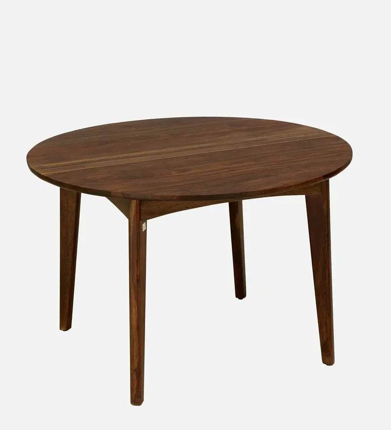 Flair Sheesham Wood With Brass Inlay Round 4 Seater Dining Set In Provincial Teak Finish.jpg6.webp