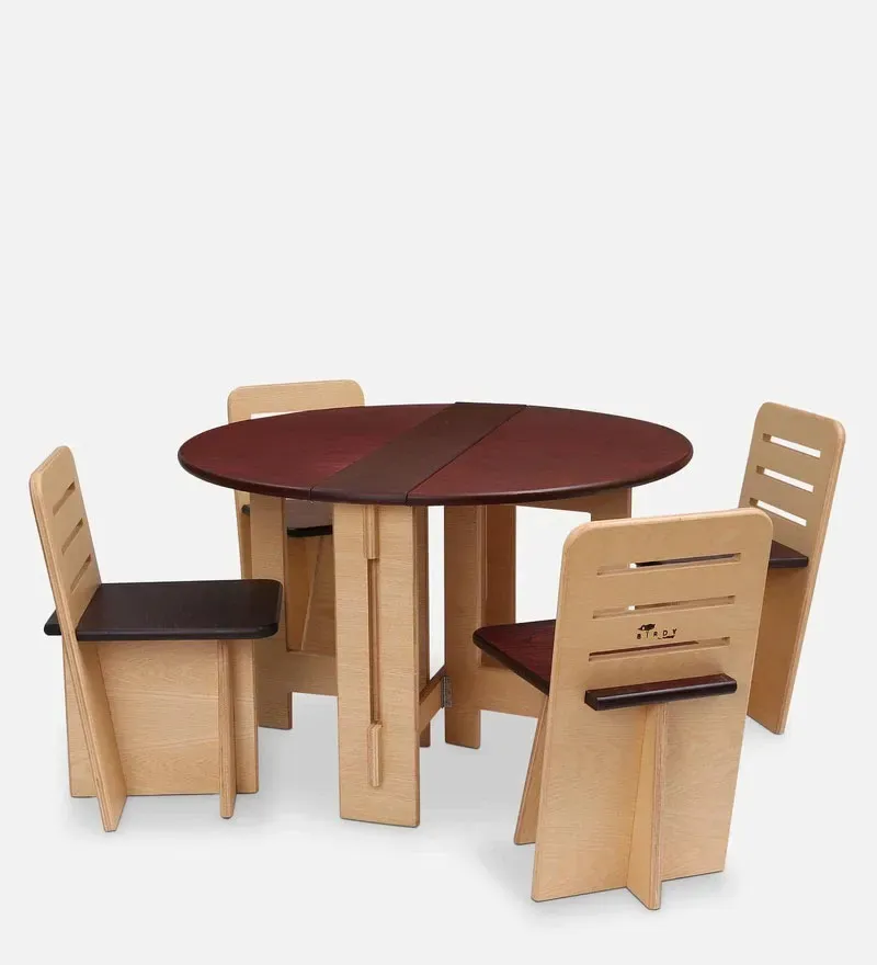 Foldy 4 Seater Dining Set in Rosewood & Natural Finish.jpg1.webp