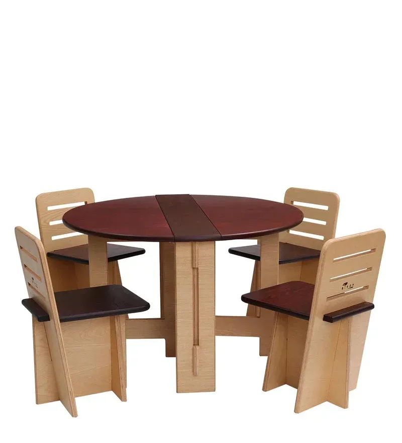 Foldy 4 Seater Dining Set in Rosewood & Natural Finish.jpg4.webp