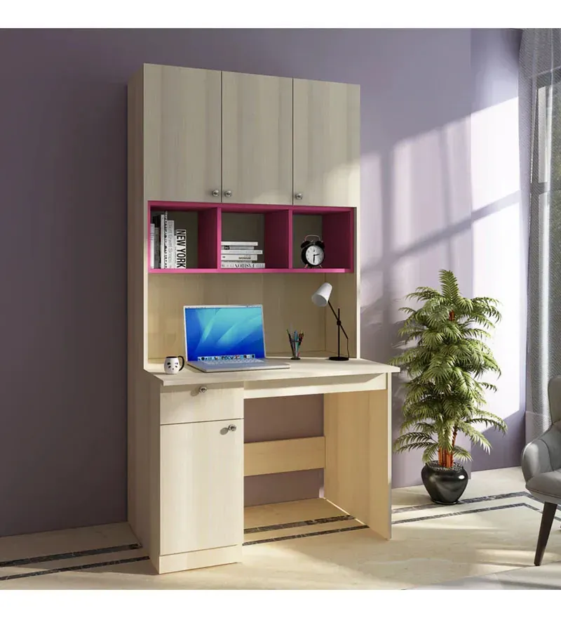 Fusion Hutch Desk in Beige Teak & Pink Finish.jpg1.webp