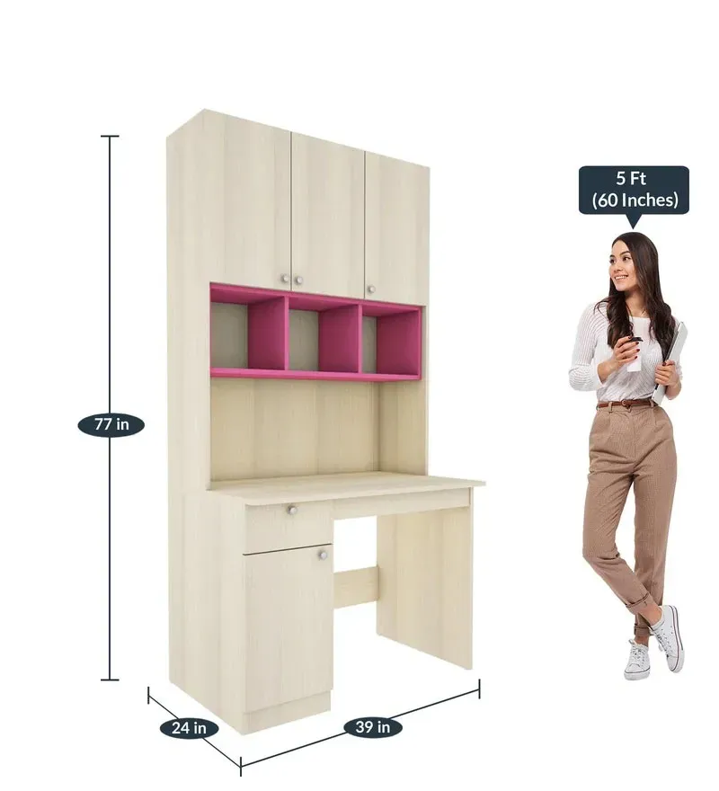 Fusion Hutch Desk in Beige Teak & Pink Finish.jpg2.webp