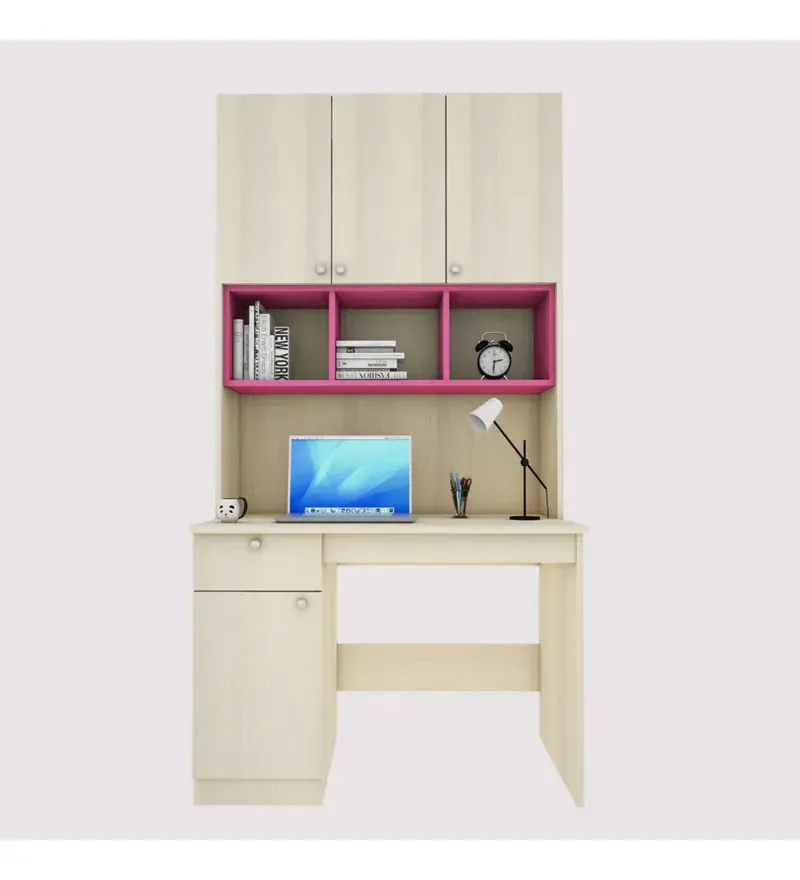 Fusion Hutch Desk in Beige Teak & Pink Finish.jpg3.webp