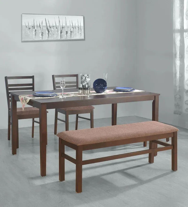 Gem 4 Seater Dining Set in Cappucino Finish with Bench.webp