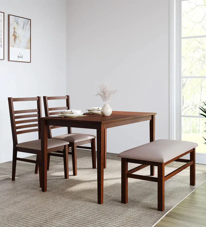 Gem 4 Seater Dining Set in Cappucino Finish with Bench.jpg16.webp