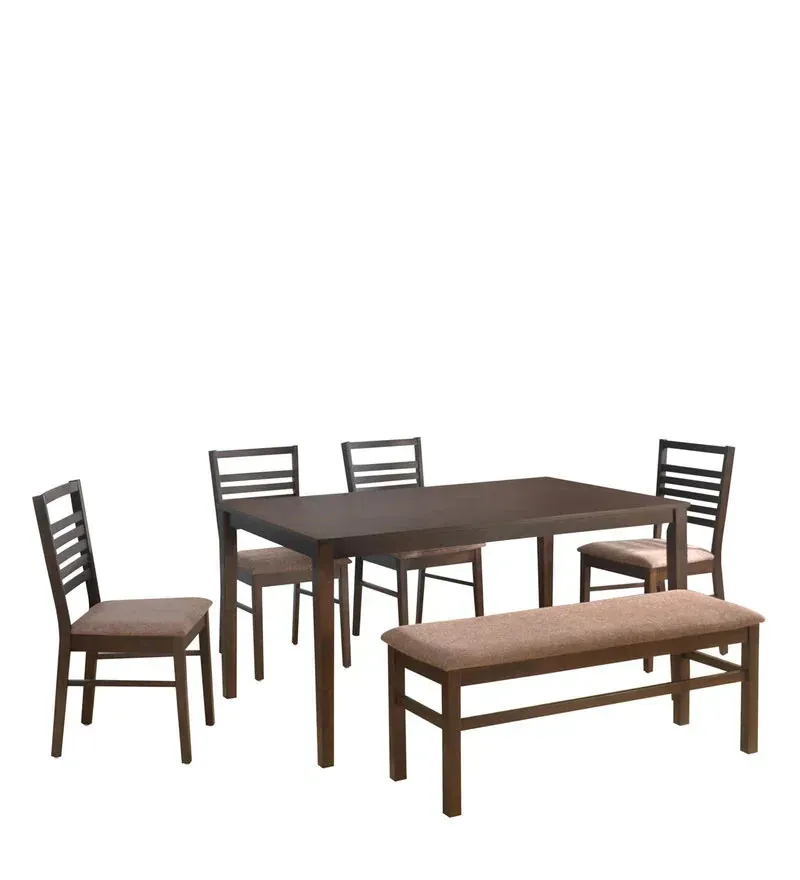Gem 6 Seater Dining Set in Cappucino Finish with Bench.jpg1.webp