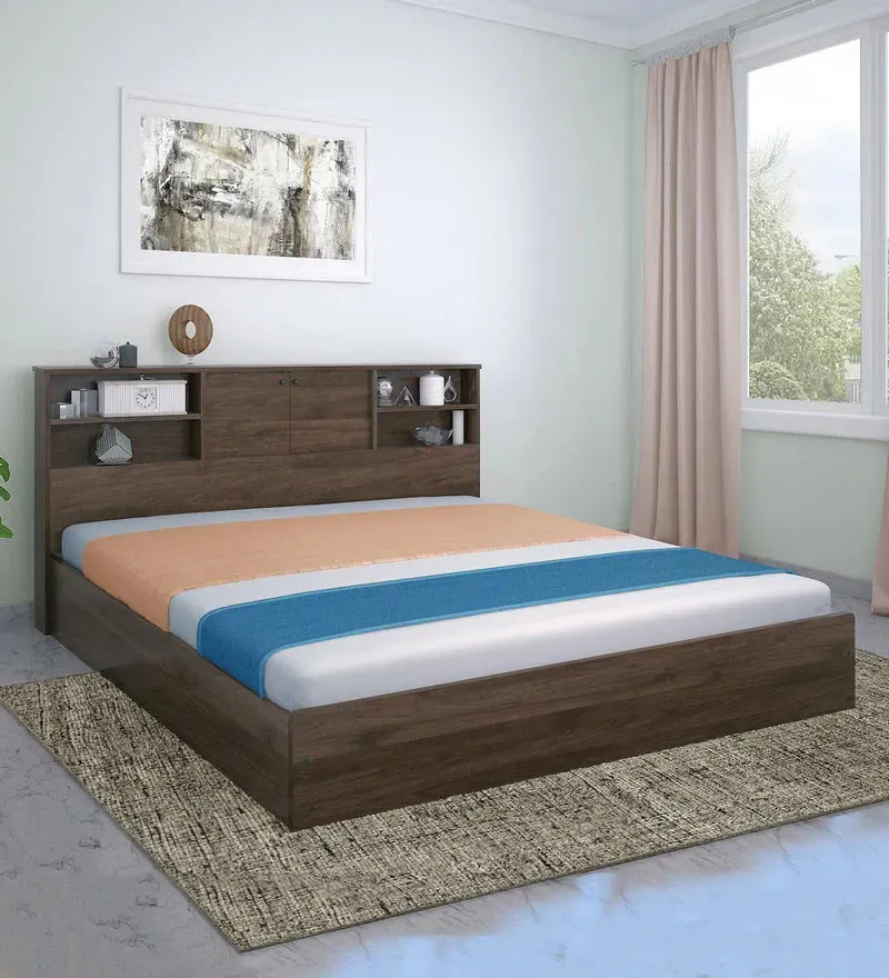Gunner King Size Bed in Wenge Finish with Box Storage.webp
