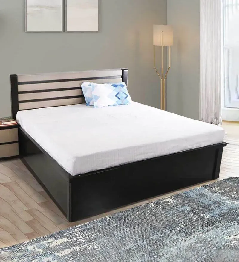 Harvey King Size Bed in Walnut Finish with Hydraulic Storage.webp