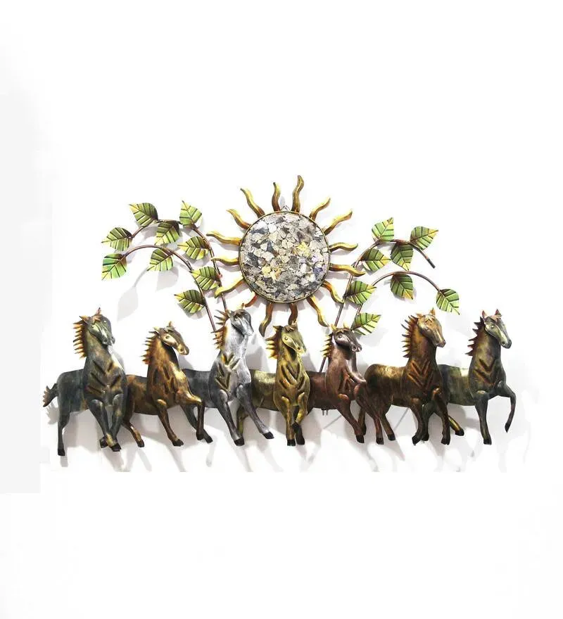 Iron 7 Running Horse Wall Art With LED In Gold.jpg2.webp
