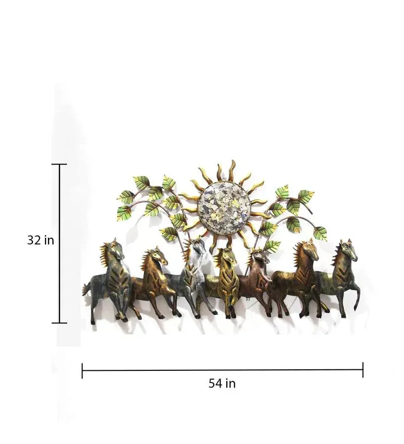 Iron 7 Running Horse Wall Art With LED In Gold.jpg3.webp