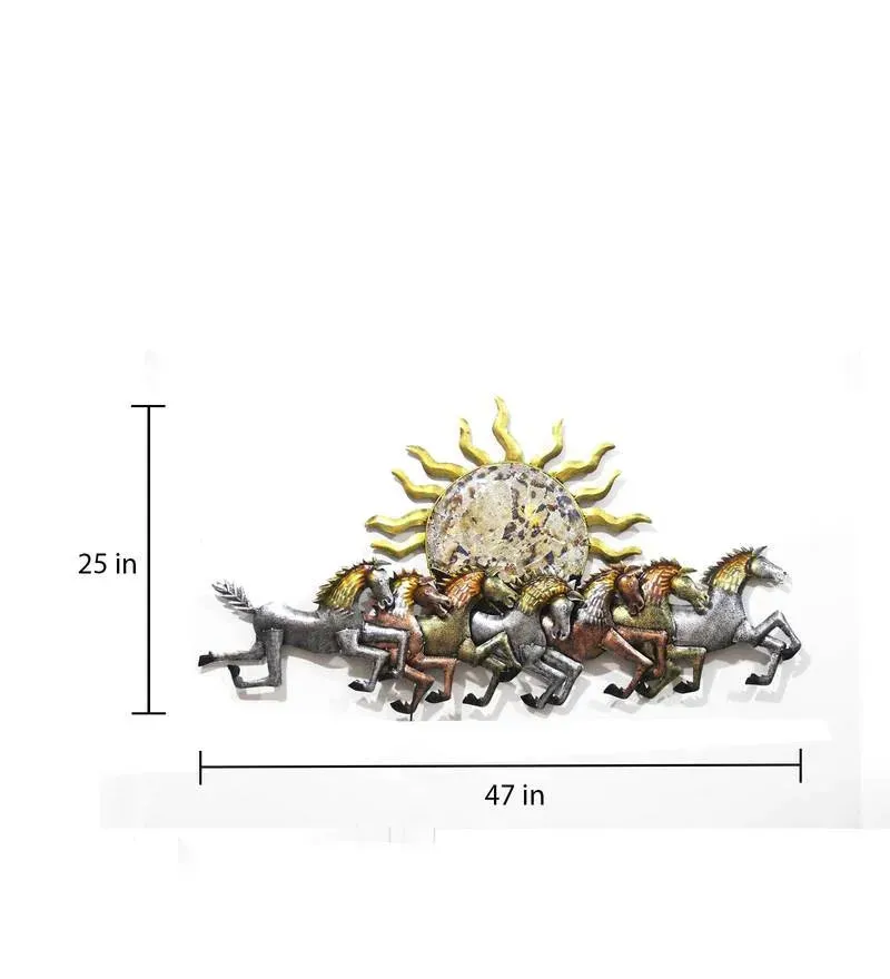 Iron 7 Running Horse Wall Art With Led In Multicolour.jpg4.webp