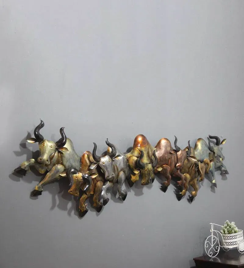 Iron Bull Wall Art With Led In Multicolour.jpg2.webp