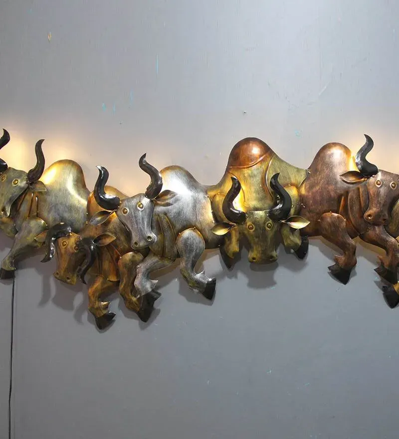 Iron Bull Wall Art With Led In Multicolour.jpg5.webp