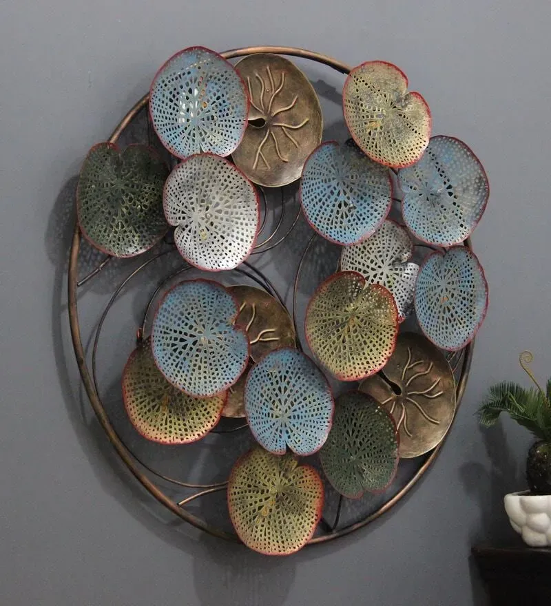 Iron Floral Leaf Wall Art In Multicolour.jpg2.webp