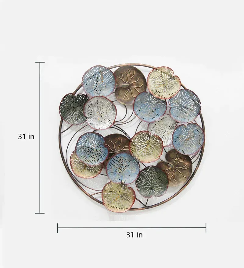 Iron Floral Leaf Wall Art In Multicolour.jpg3.webp