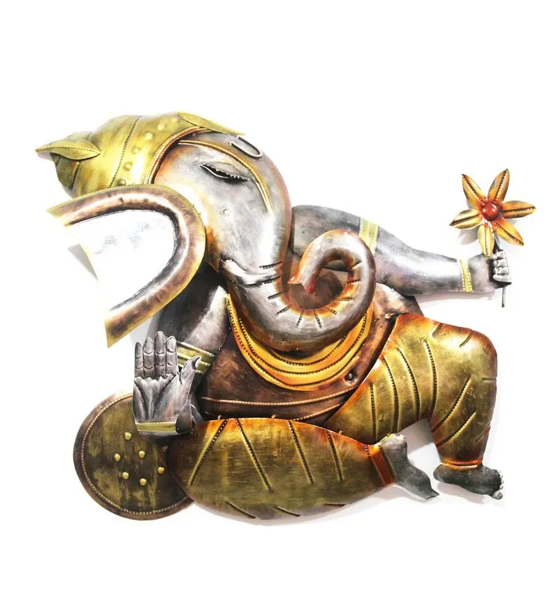 Iron Lord Ganesha Wall Art In Gold.jpg2.webp