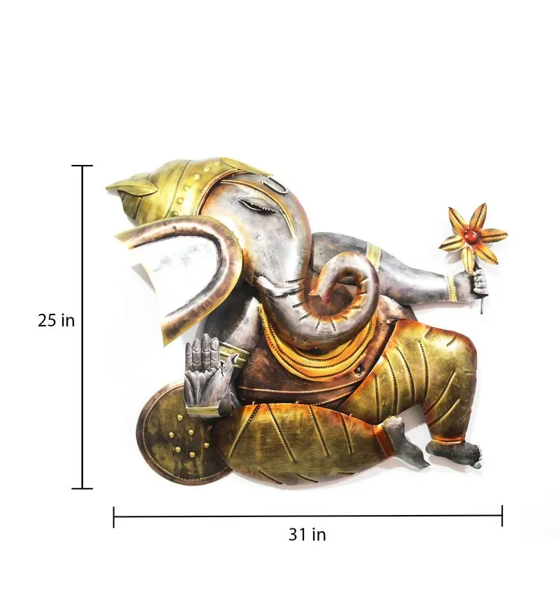 Iron Lord Ganesha Wall Art In Gold.jpg3.webp