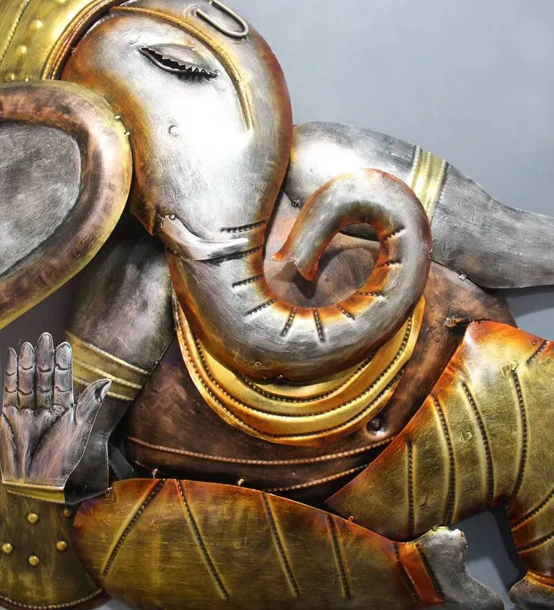 Iron Lord Ganesha Wall Art In Gold.jpg4.webp