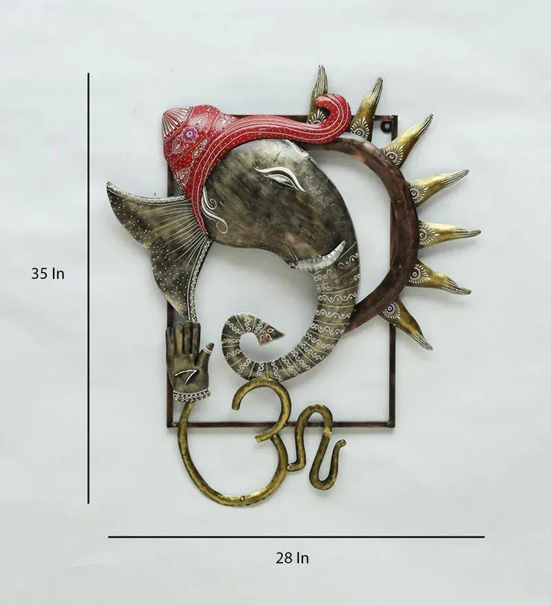 Iron Lord Ganesha Wall Art With LED In Gold.jpg3.webp