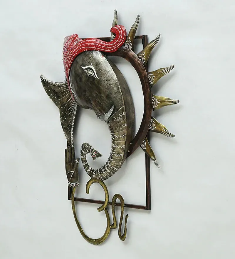 Iron Lord Ganesha Wall Art With LED In Gold.jpg5.webp