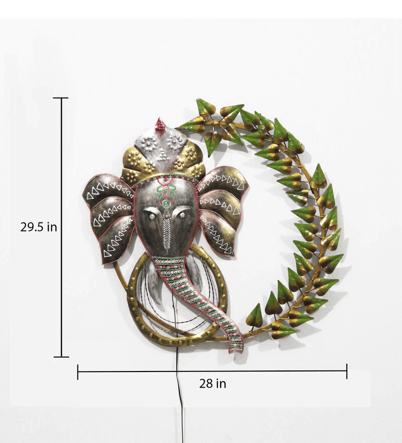 Iron Lord Ganesha Wall Art With LED In Multicolour3.png