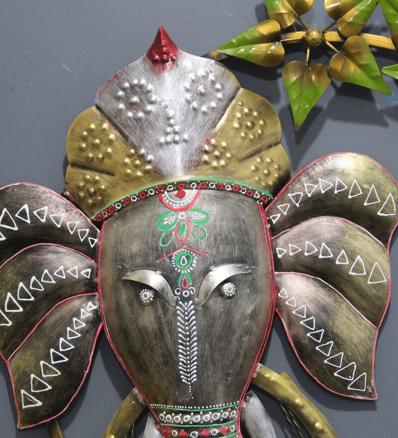 Iron Lord Ganesha Wall Art With LED In Multicolour4.png