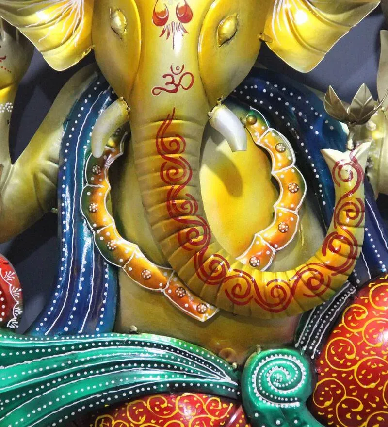 Iron Lord Ganesha Wall Art With Led In Yellow.jpg5.webp