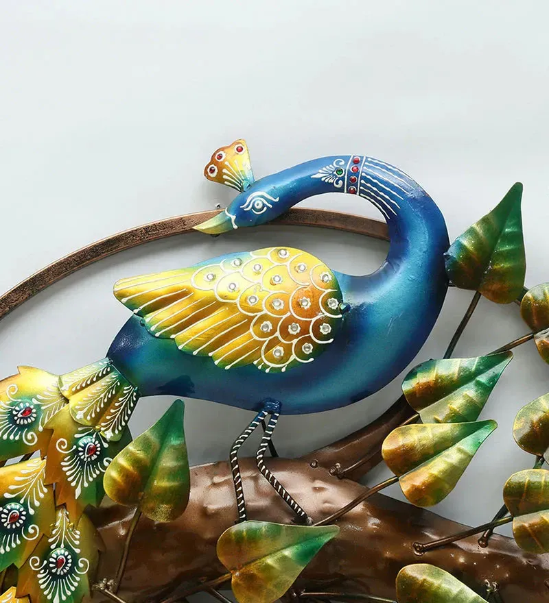 Iron Peocock Wall Art With LED In Blue.jpg6.webp