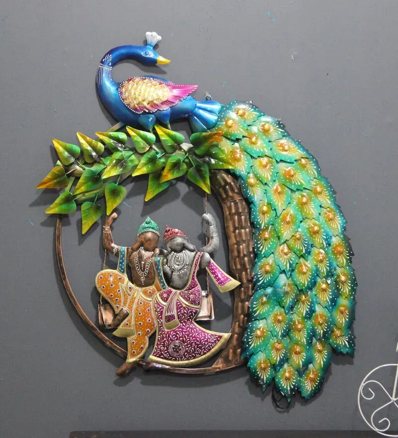 Iron Peocock Wall Art With LED In Green.jpg1.webp