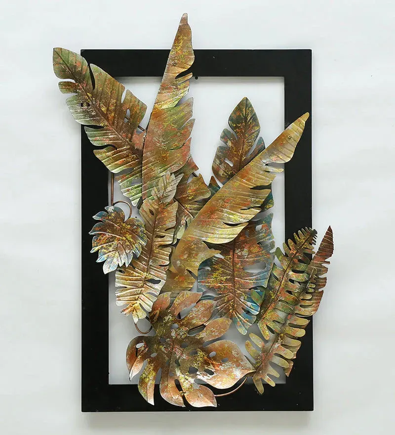 Iron and MDF Wood Framed Leaf Wall Art In Gold.jpg1.webp
